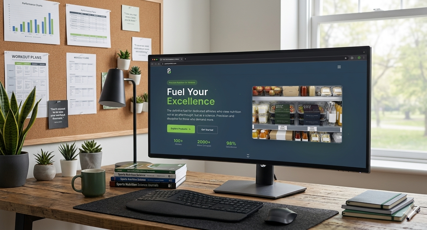 PrepBite website mockup on desktop monitor