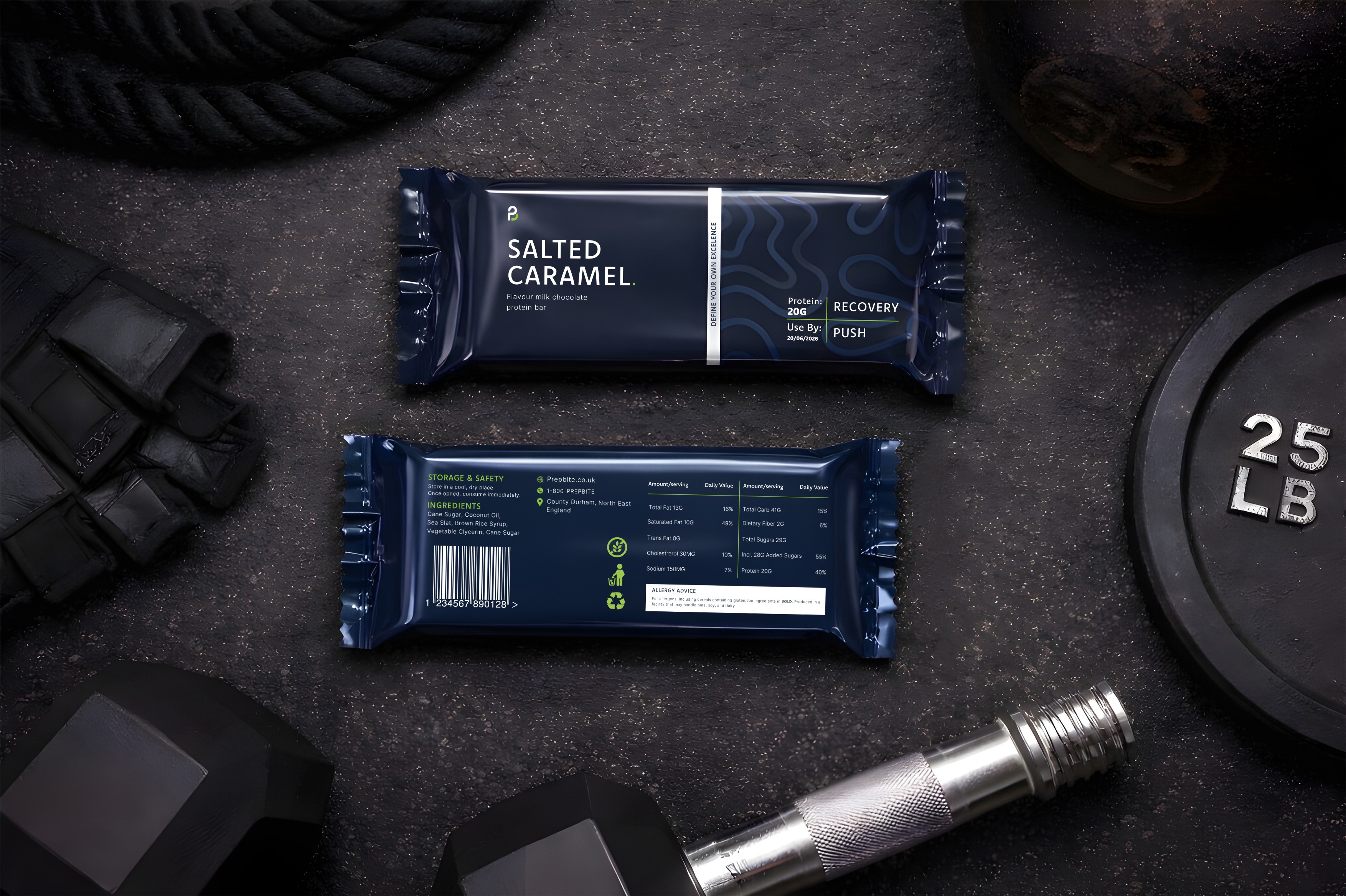 PrepBite protein bar packaging